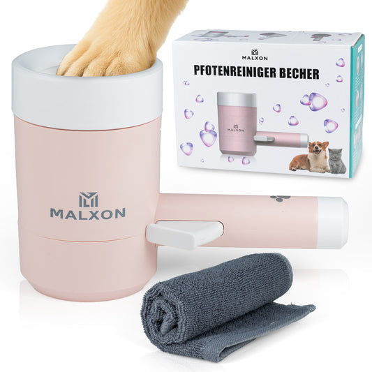 Pfotenreiniger Becher für kleine Hunde & Katzen Paw Cleaner mit Silikonborsten ideal für kleine & Mikrofasertuch für schnelle & gründliche Pfotenreiniger, Pfoten waschen  und sehr kleine Pfoten